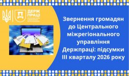Звернення громадян до Центрального міжрегіонального управління Держпраці: підсумки III кварталу 2026 року